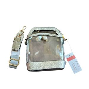 UNNI Women Everyday Clear Stadium Solid Color Colorful Trim Crossbody Bag